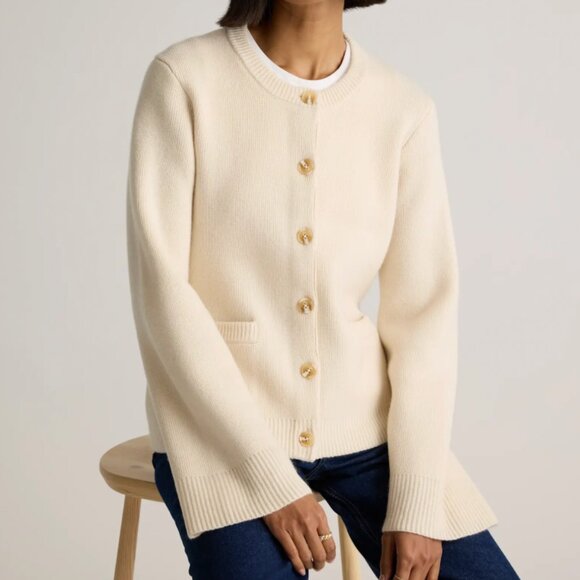 Quince Sweaters - NWT Quince Ivory Mongolian Cashmere Structured Cardigan Size XS